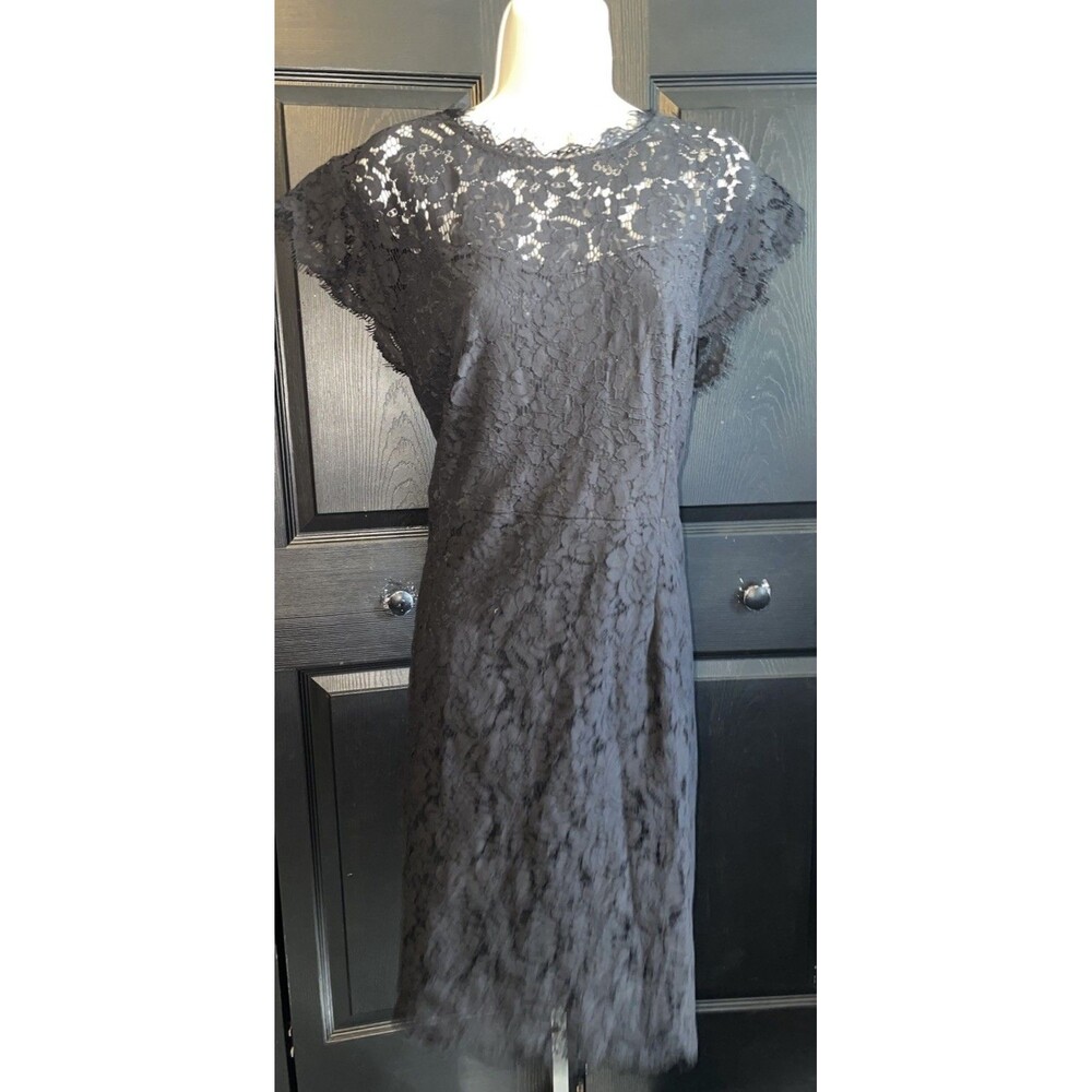 MIUSOL Black Floral Lace Dress Womens 3XL Cap Sleeve Cocktail Party Lined Knee